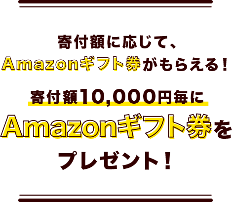 寄付額10,000円毎にAmazonギフト券をプレゼント！