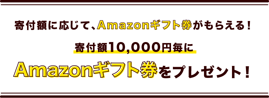 寄付額10,000円毎にAmazonギフト券をプレゼント！