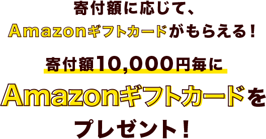 寄付額10,000円毎にAmazonギフトカードをプレゼント！