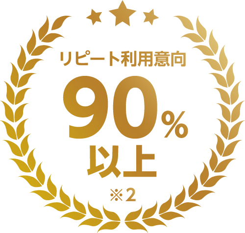 リピート利用意向 90%以上 ※2