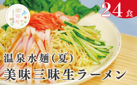 北海道湧別町のふるさと納税 温泉水麺 (夏) 美味三昧生ラーメン24食セット