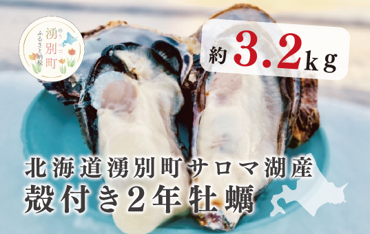 ≪先行予約11月中旬発送≫北海道湧別町サロマ湖産 殻付き2年牡蠣3.2kg(約24〜32個入)