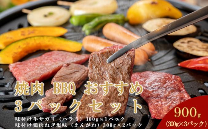 焼肉 BBQ おすすめ 3パックセット (味付牛サガリ・鶏サガリ)