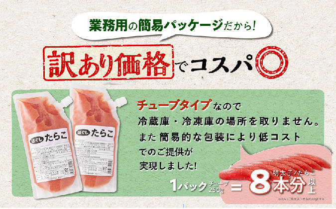 北海道白糠町のふるさと納税 キャップ付きチューブタイプ ほぐしたらこ【250g×4 合計1kg】