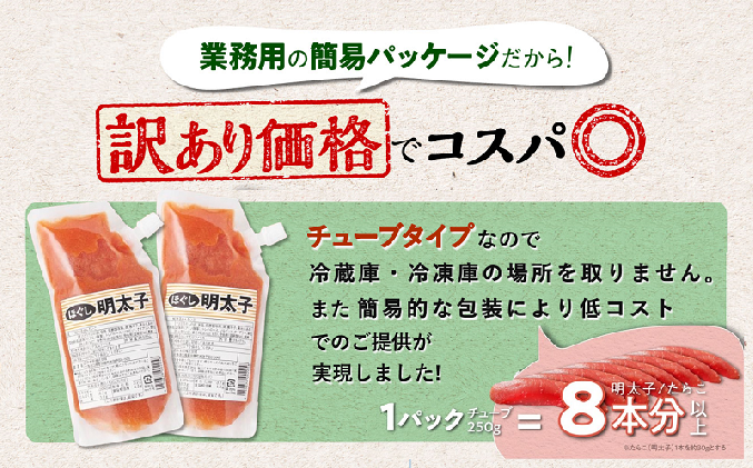 北海道白糠町のふるさと納税 キャップ付きチューブタイプ ほぐし明太子 【250g×2 合計500g】