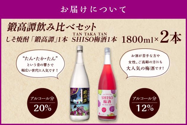 北海道白糠町のふるさと納税 鍛高譚(たんたかたん)・鍛高譚の梅酒[1800ml]【2本セット】