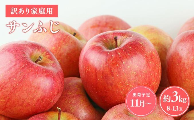 青森県平川市のふるさと納税 目玉品!!【令和8年産先行受付】令和8年11月～発送 訳あり 家庭用サンふじ約3kg【青森県平川市産・青森りんご】