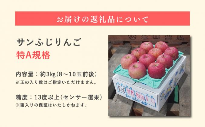 青森県平川市のふるさと納税 2月 サンふじりんご「特A」約3kg 糖度13度以上 【森山商店・平川市産・青森りんご・2月】