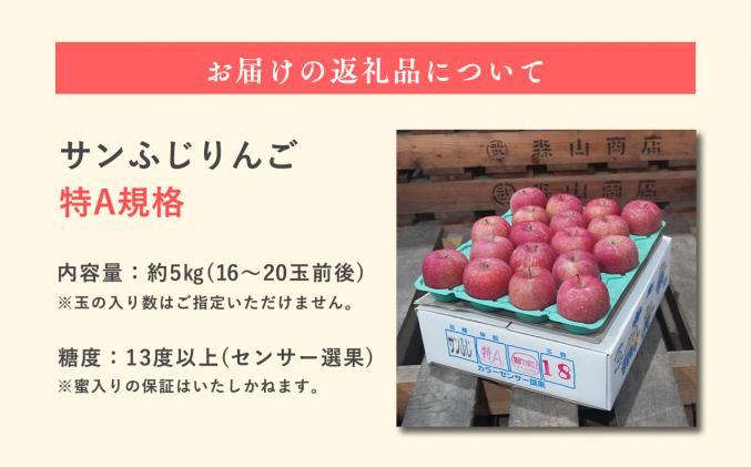 青森県平川市のふるさと納税 3月  サンふじりんご「特A」約5kg 糖度13度以上(14～20玉程度) 【森山商店・平川市・青森りんご・3月】