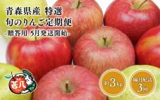 【5月発送開始】隔月配送　定期便3回　特選　甚八りんご　3kg　【青森県 平川市 マルジンサンアップル】1月 3月 5月 7月 9月 11月贈答用 青森 青森県産 平川 りんご リンゴ 林檎 くだもの 果物 フルーツ[hi-0058-104-2025]