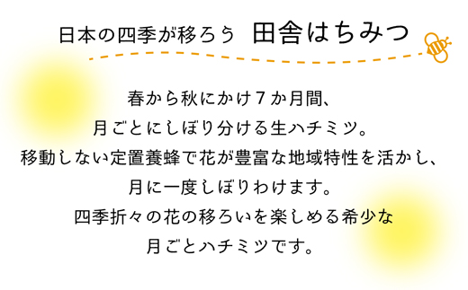 茨城県五霞町のふるさと納税 田舎はちみつ あかぼっけ 月お任せ3種(120g) 月ごとに楽しむはちみつギフトセット 無添加 非加熱 生はちみつ ハチミツ 蜂蜜