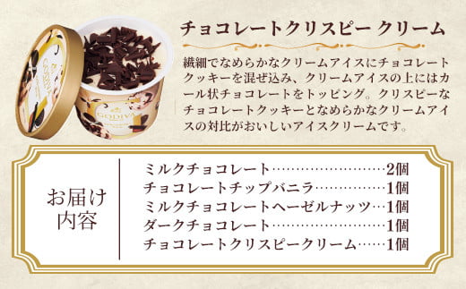 埼玉県幸手市のふるさと納税 【ゴディバ】GODIVA アイスコレクション 5種 6個 - 贅沢 ご褒美 アイス アイスクリーム 贈り物 夏 お菓子 スイーツ お取り寄せ チョコレートアイス チョコアイス ダークチョコ ミルクチョコ クリスピー バニラ ヘーゼルナッツ ゴディバ GODIVA godiva 【価格改定】