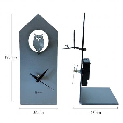 愛知県幸田町のふるさと納税 GRAVIRoN Bird Clock ミミズク 黒皮鉄(置き時計)