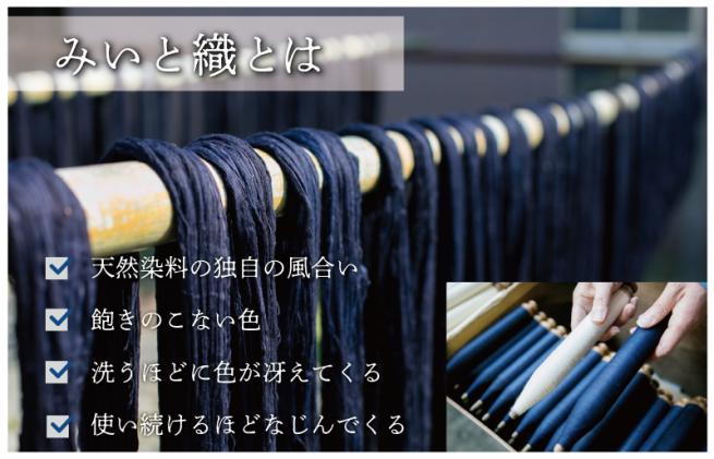 御糸織り ( 松阪もめん )反物 御絲織物 みいと 青色 青地 藍色 国産