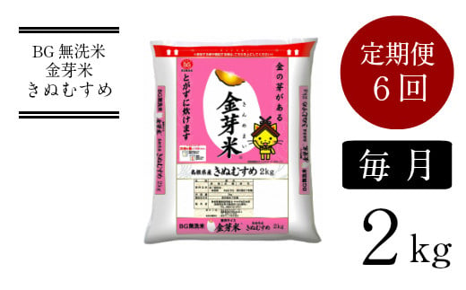 BG無洗米・金芽米きぬむすめ 2kg×6ヵ月 定期便 [毎月][新米 令和6年産 毎月 6ヶ月 時短 健康 少量]