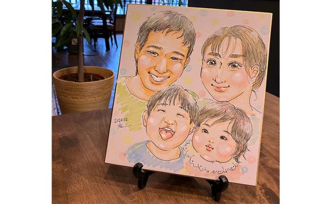 風のアトリエ】《色紙》 似顔絵 3名様分(手描き・色鉛筆) 絵画