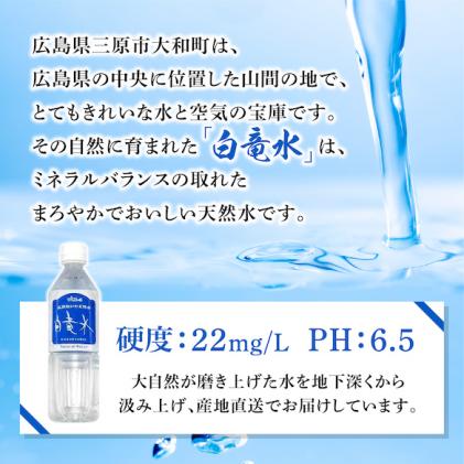 広島県三原市のふるさと納税 G7広島サミット2023で提供 広島だいわ天然水 白竜水 20L 定期便 3ヶ月 三原 田治米鉱泉所 ミネラル まろやか G7 広島 サミット 035012