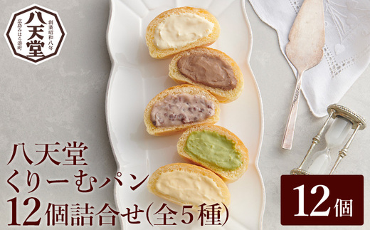 八天堂 くりーむパン12個詰合せ(5種) くりーむ パン クリームパン 菓子パン スイーツ セット カスタード 生クリーム チョコレート 抹茶 フローズン 冷凍 ギフト 015004