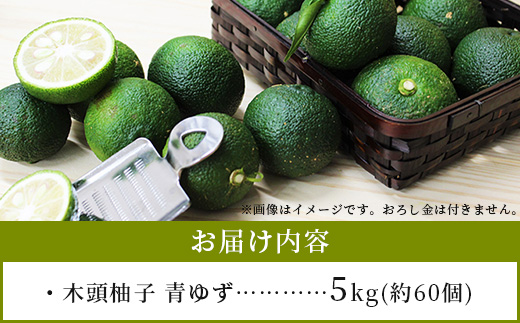先行受付・期間限定】徳島県那賀町産 木頭ゆず 青ゆず 5Kg (約60
