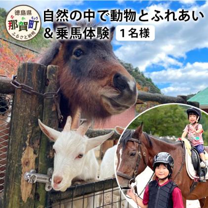 自然の中で動物とふれあい&乗馬体験(1名)