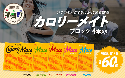 徳島県那賀町のふるさと納税 【大塚製薬】カロリーメイトブロック 4本入り 合計60箱 5種類×各12箱【徳島 那賀 カロリーメイト チョコ バニラ メープル チーズ フルーツ ビタミン ミネラル たんぱく質 脂質 糖質 5大栄養素 バランス栄養食 栄養補給 仕事 勉強 スポーツ 防災 災害 地震 非常食 常備食 備蓄 受験 受験応援 新生活 大塚製薬】MS-2