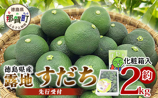 徳島県那賀町のふるさと納税 【先行受付】澄んだ空気と清らかな水で育った 露地すだち 約2kg (2Lサイズ/1kg×2箱)「2025年8月下旬より順次発送」【徳島県 那賀町 国産 特選 すだち スダチ 酢橘 柑橘 果物 青果 特産品 果汁 薬味 酸味 お酒 料理 万能 調味料 産地直送】KF-2