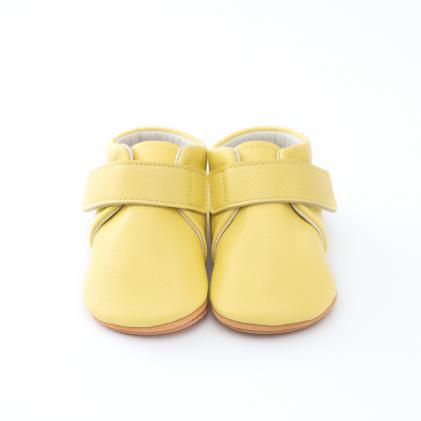 NONO 柔らかレザーのベビーシューズ【プレーン】レモン 12.5cm《30日