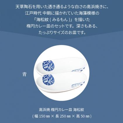 熊本県天草市のふるさと納税 S026-064_天草 高浜焼 楕円カレー皿 2枚(青)