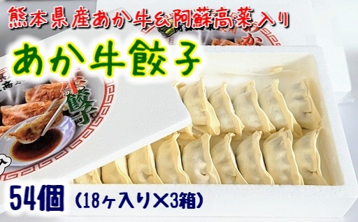 熊本県産あか牛と阿蘇高菜で作った『あか牛ぎょうざ』54個(18ヶ入り×3箱セット)
