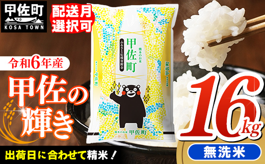 熊本県甲佐町のふるさと納税 令和6年産『甲佐の輝き』無洗米・16kg(5kg×2袋、6kg×1袋)【2025年1月より配送月選択可!】【価格改定ZH】