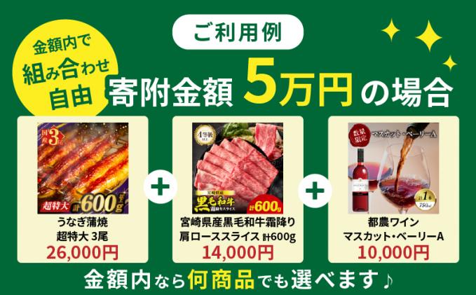 宮崎県都農町のふるさと納税 ≪期限1年間≫あとからセレクト 55,000円コース【ふるさとギフト】 あとから選べる カタログ ギフト 鰻 肉 ワイン 都農町_T998-010